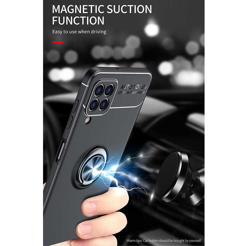 Samsung Galaxy A22 4G Case With Golden Ring Holder - Black