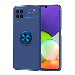Samsung Galaxy A22 4G Case With Metal Ring Holder - Blue