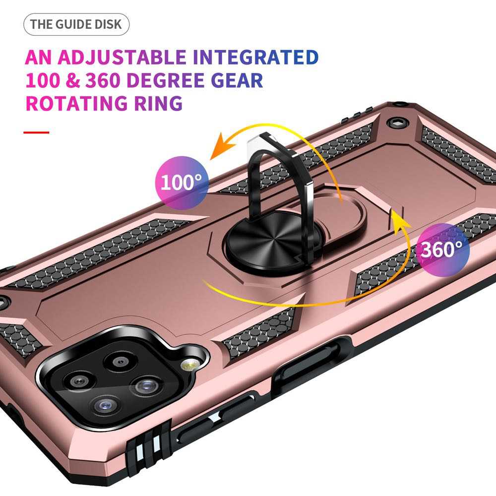 Samsung Galaxy A22 4G Case With Metal Ring Holder - Rose Gold