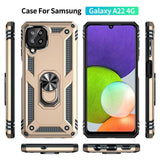Samsung Galaxy A22 4G Case with Metal Ring Holder - Gold