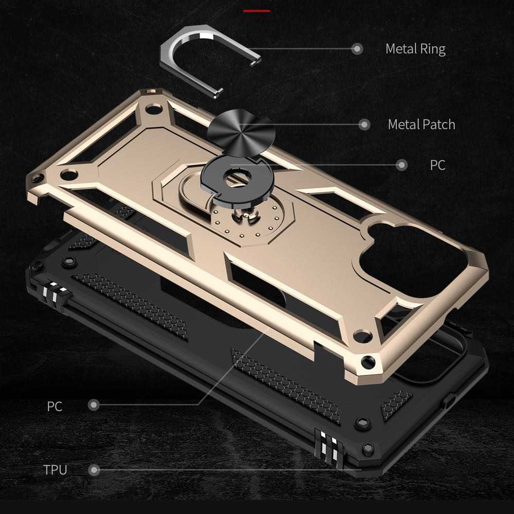 Samsung Galaxy A22 4G Case with Metal Ring Holder - Gold