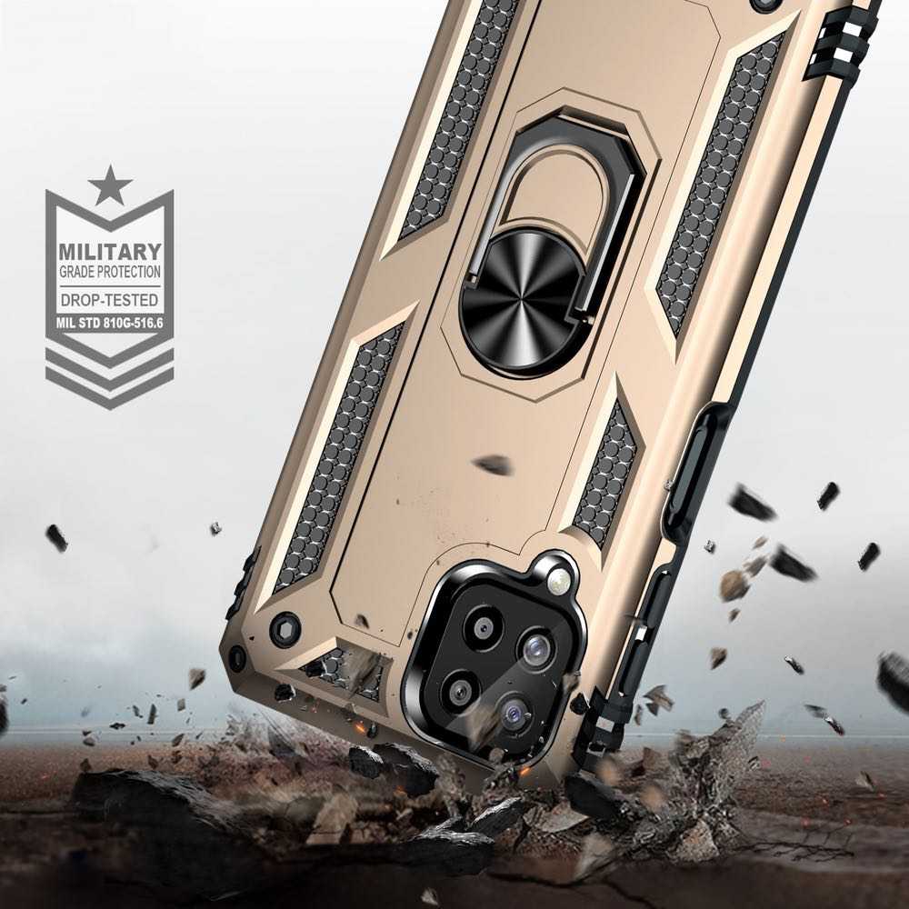 Samsung Galaxy A22 4G Case with Metal Ring Holder - Gold