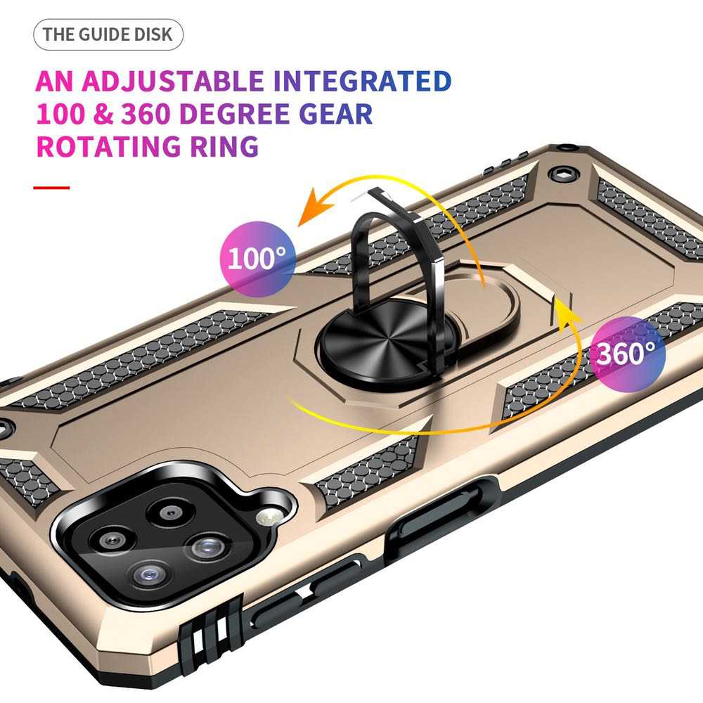 Samsung Galaxy A22 4G Case with Metal Ring Holder - Gold