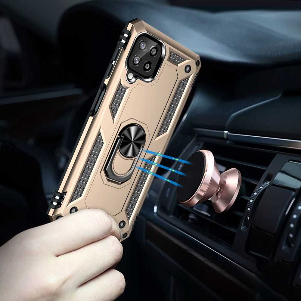 Samsung Galaxy A22 4G Case with Metal Ring Holder - Gold