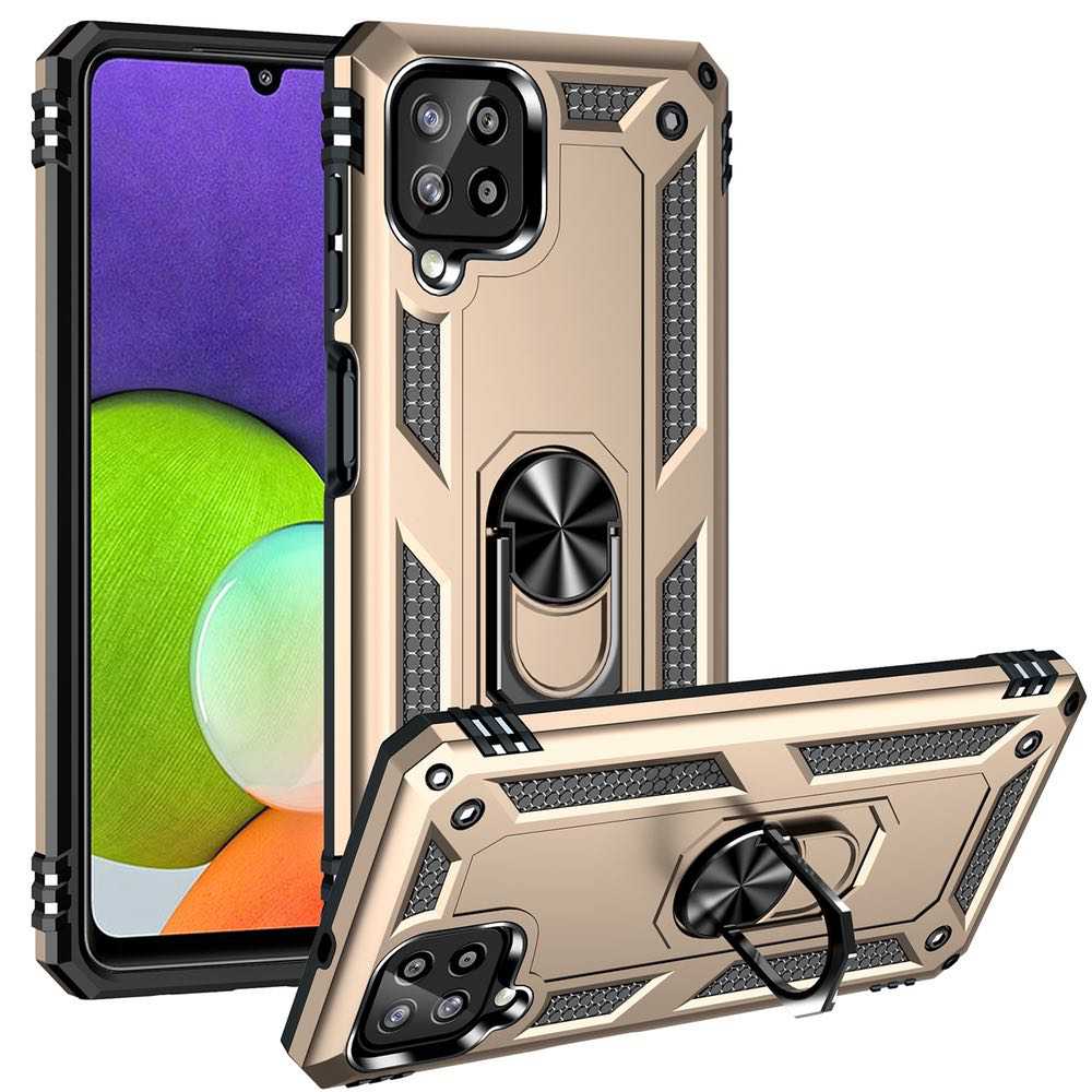 Samsung Galaxy A22 4G Case with Metal Ring Holder - Gold
