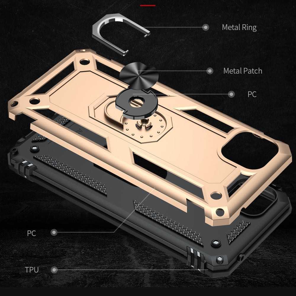 Samsung Galaxy A22 5G Case With Metal Ring Holder - Gold