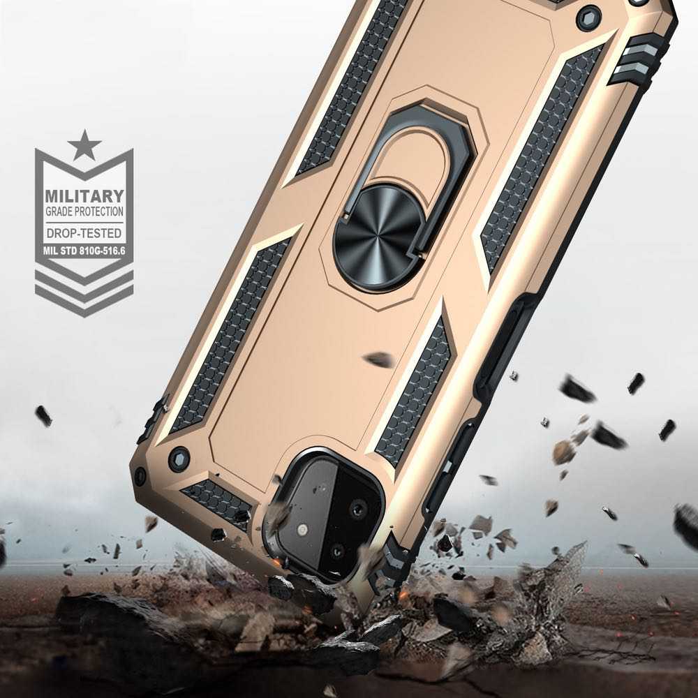 Samsung Galaxy A22 5G Case With Metal Ring Holder - Gold
