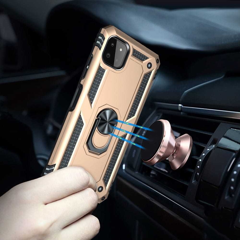 Samsung Galaxy A22 5G Case With Metal Ring Holder - Gold