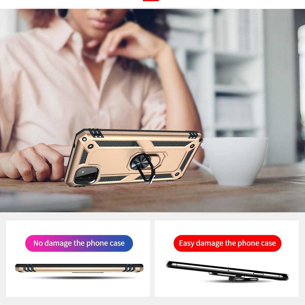 Samsung Galaxy A22 5G Case With Metal Ring Holder - Gold