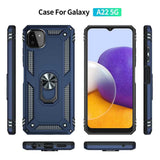 Samsung Galaxy A22 5G Case Shockproof Metal Ring Holder - Blue