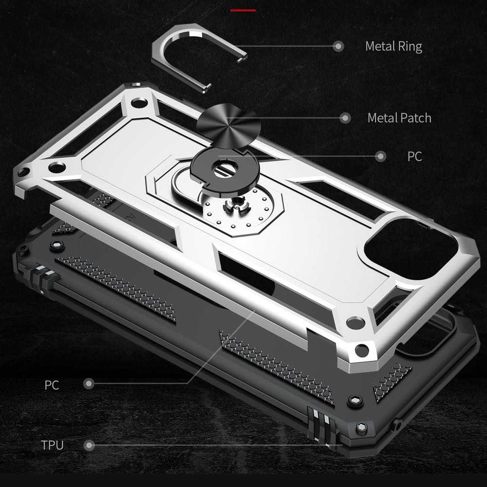 Samsung Galaxy A22 5G Case Protective With Ring Holder - Silver