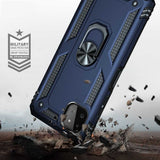 Samsung Galaxy A22 5G Case Shockproof Metal Ring Holder - Blue