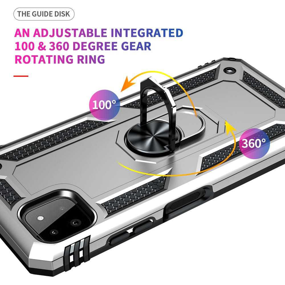 Samsung Galaxy A22 5G Case Protective With Ring Holder - Silver