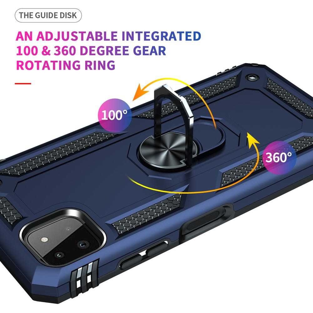 Samsung Galaxy A22 5G Case Shockproof Metal Ring Holder - Blue
