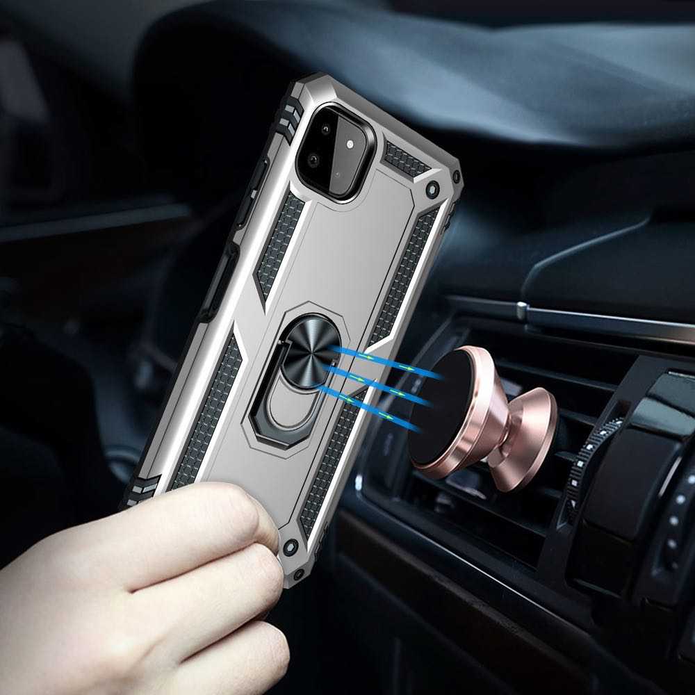 Samsung Galaxy A22 5G Case Protective With Ring Holder - Silver