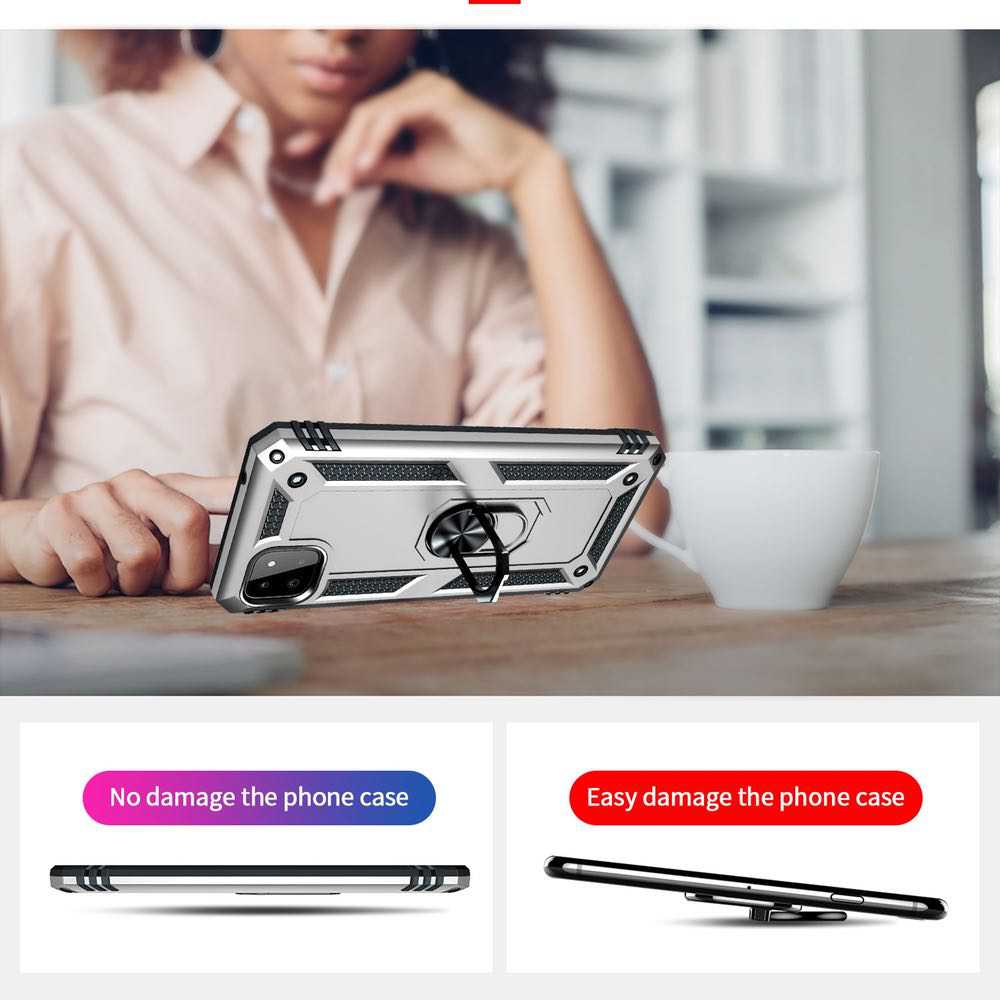 Samsung Galaxy A22 5G Case Protective With Ring Holder - Silver