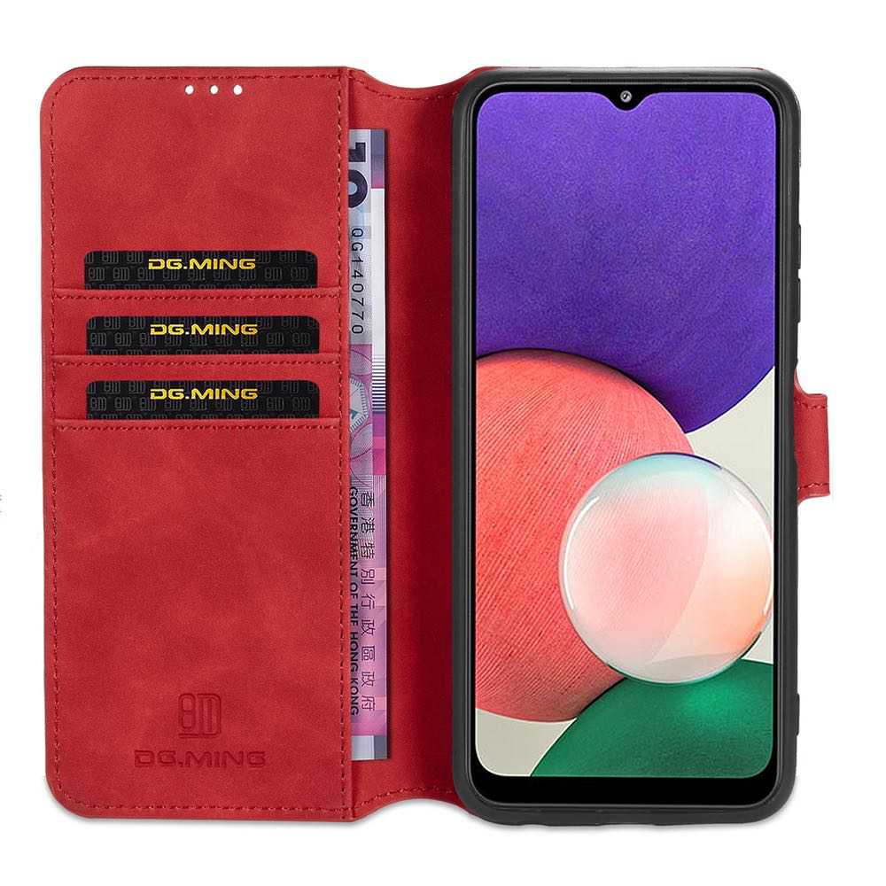 Samsung Galaxy A22 5G Case DG.MING Secure Flip Wallet - Red