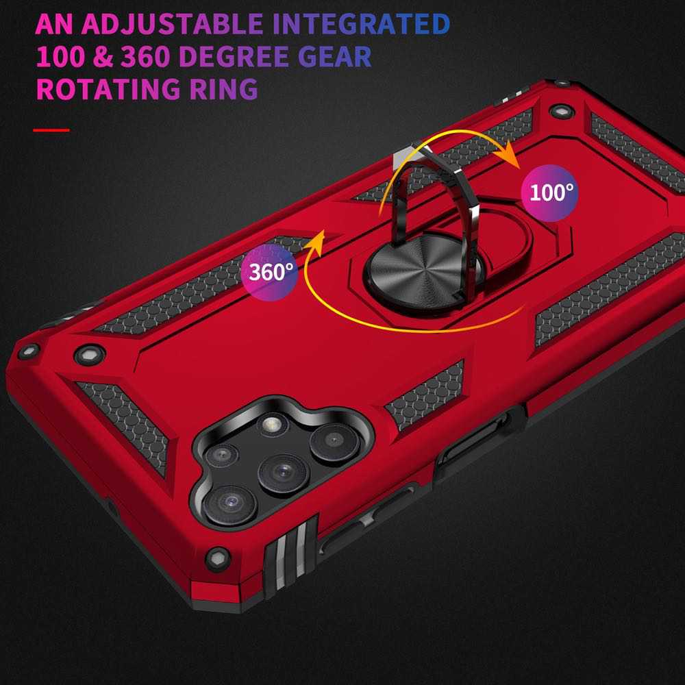 Samsung Galaxy A32 5G Case Shockproof with Metal Ring Holder - Silver