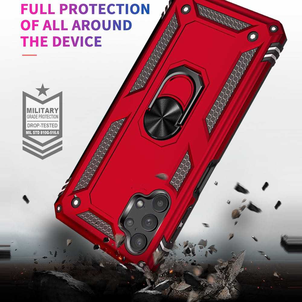 Samsung Galaxy A32 5G Case Shockproof with Metal Ring Holder - Silver