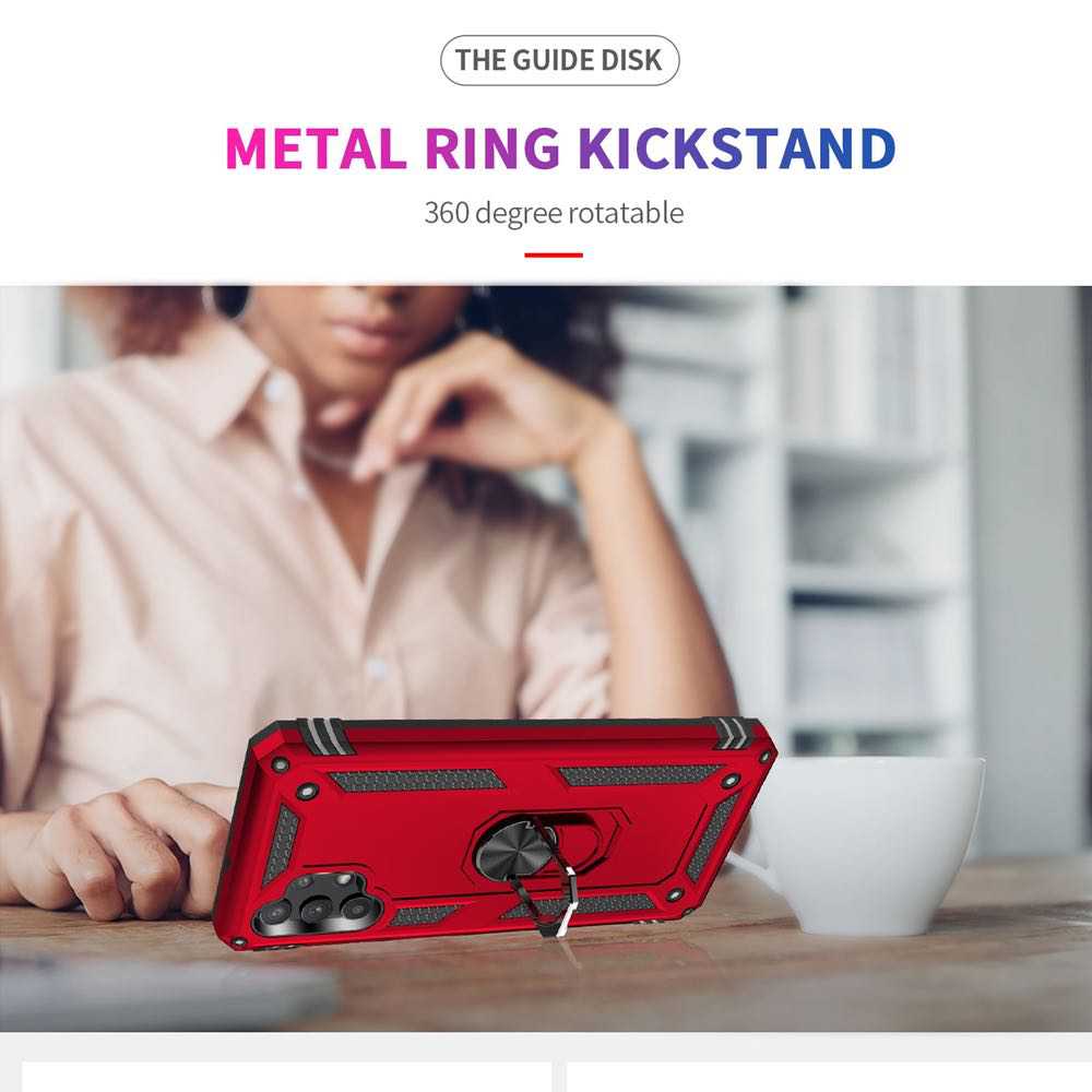 Samsung Galaxy A32 5G Case Shockproof with Metal Ring Holder - Silver