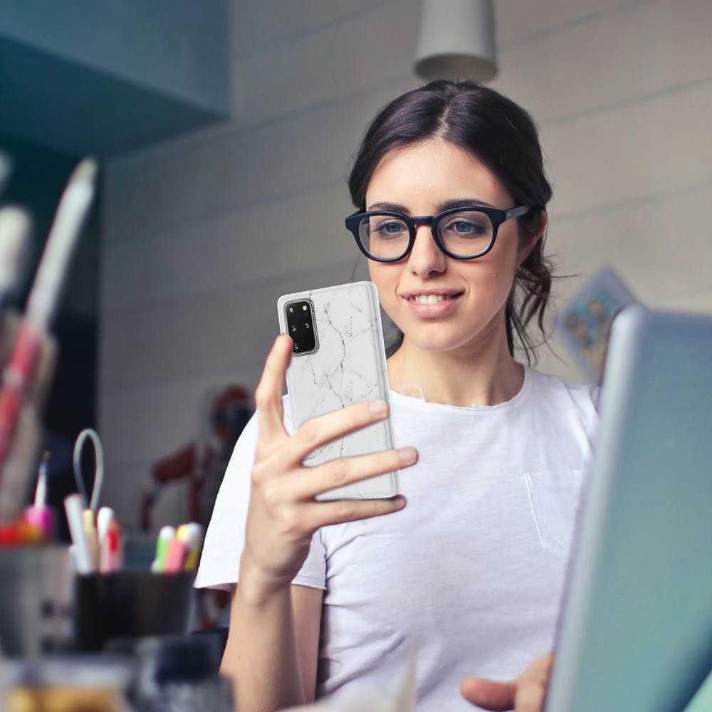 Samsung Galaxy S20 Plus Case Marble Pattern IMD - Black