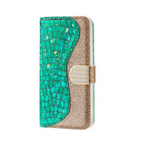 Samsung Galaxy S21 Case Glitter Powder Crocodile Texture Green