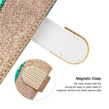 Samsung Galaxy S21 Case Glitter Powder Crocodile Texture Green