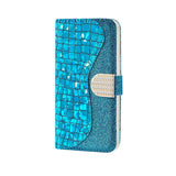 Samsung Galaxy S21 Plus Case Glitter Powder Crocodile Texture - Blue