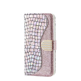 Samsung Galaxy S21 Plus Case Glitter Powder Crocodile Texture - Silver