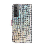 Samsung Galaxy S21 Plus Case Glitter Powder Crocodile Texture - Silver