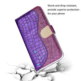 Samsung Galaxy S21 Plus Case Glitter Powder Crocodile Texture - Purple