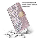 Samsung Galaxy S21 Plus Case Glitter Powder Crocodile Texture - Silver