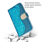 Glitter Powder Matching Crocodile Texture PU Leather Samsung Galaxy S21 Ultra Case