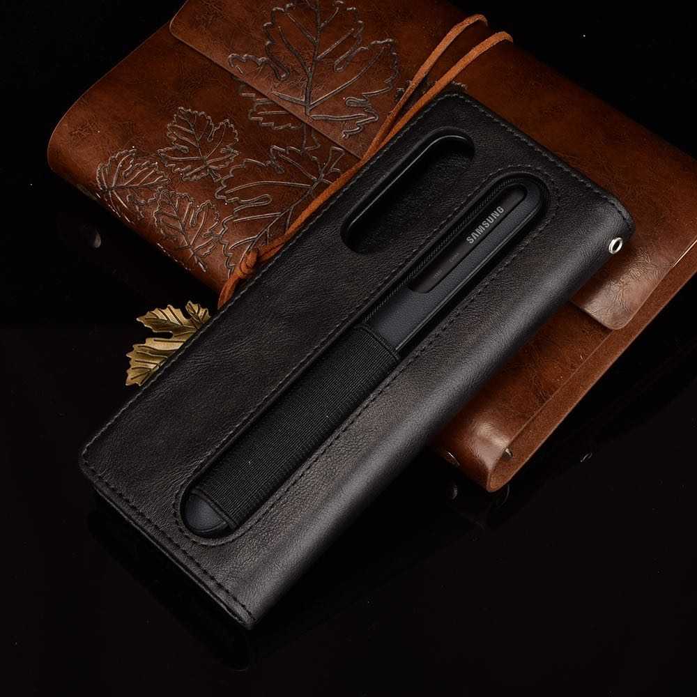 Samsung Z Fold 3 5G Case Flip PU Leather with Pen Slot Black