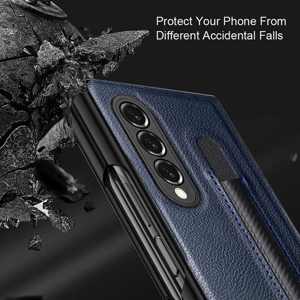 Samsung Galaxy Z Fold 3 5G Case Litchi Pattern Foldable - Grey