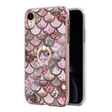 iPhone XR Back Secure Case with Ring Holder - Pink Scales
