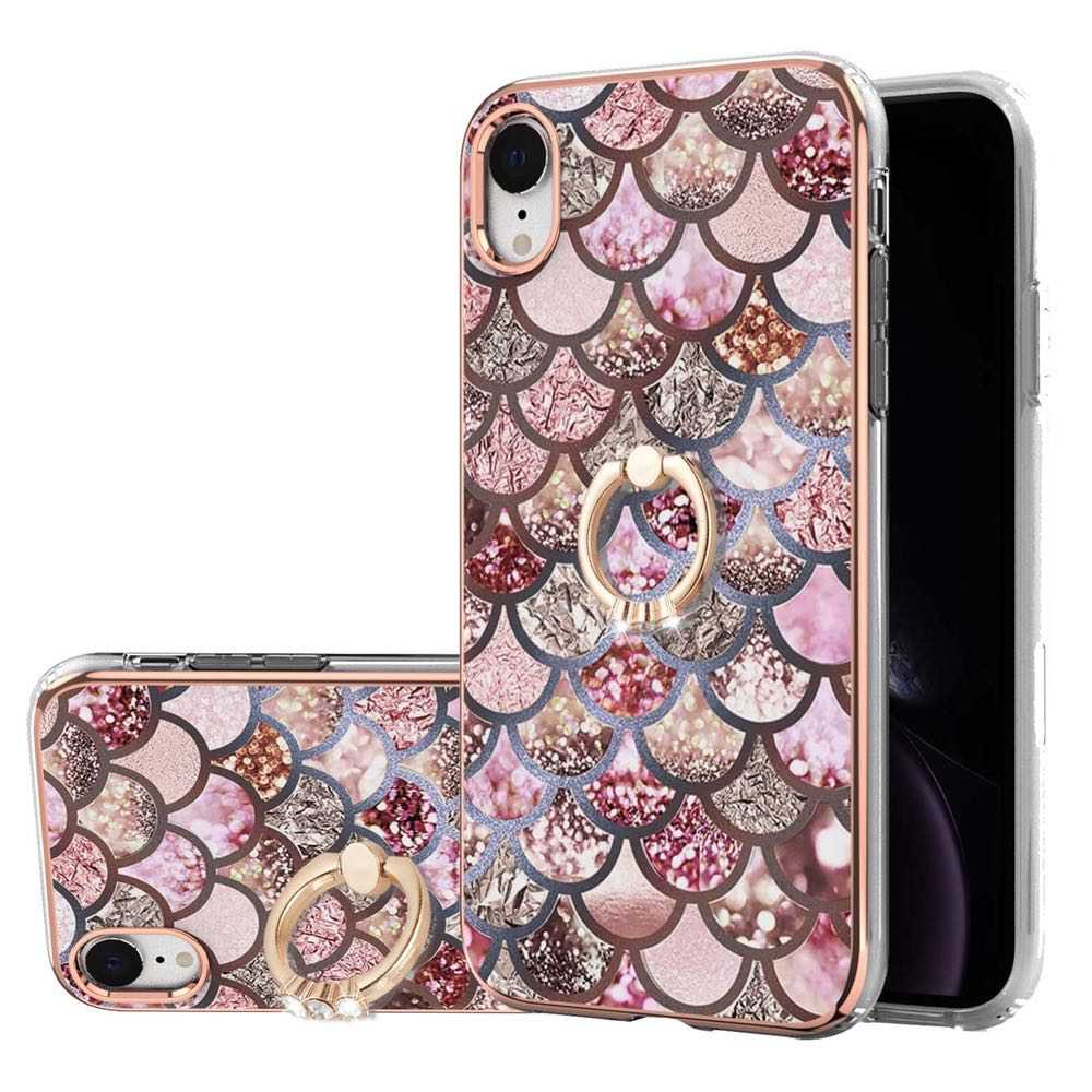 iPhone XR Back Secure Case with Ring Holder - Pink Scales