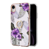 iPhone XR Back Secure Protect Case with Ring Holder -Flowers