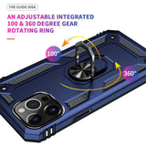 iPhone 13 Pro Max Shockproof Protect Ring Holder Case - Blue