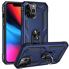 iPhone 13 Pro Max Case Shockproof Metal Ring Holder - Blue