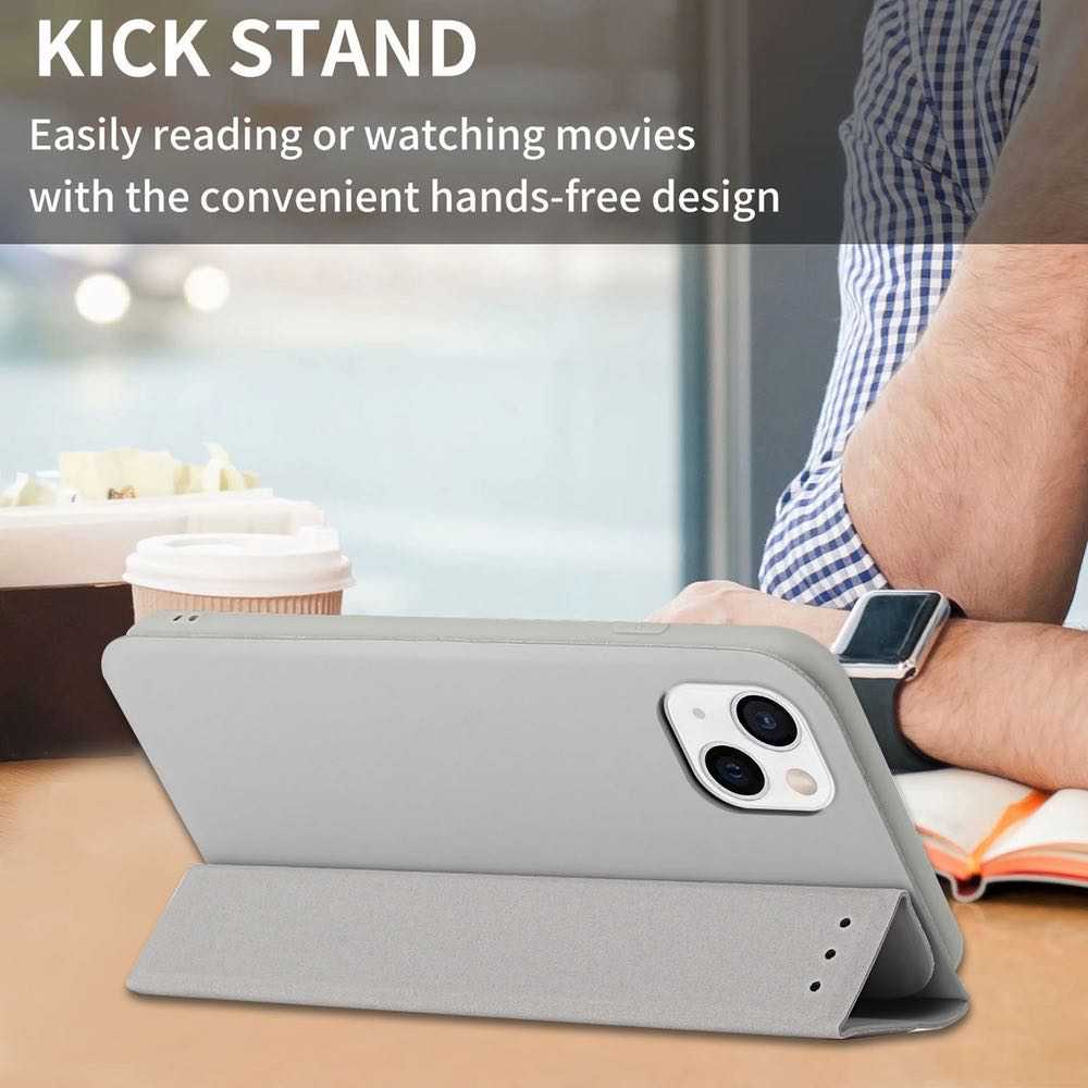 iPhone 13 Case Ultrathin Skin Feel Protective Wallet - Grey