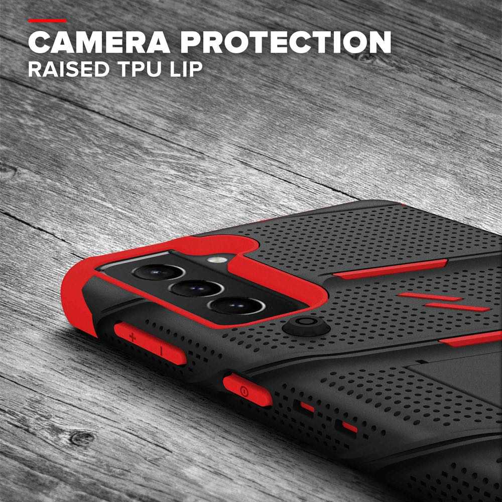 Samsung Galaxy S21 Plus Case ZIZO Bolt Series - Black & Red