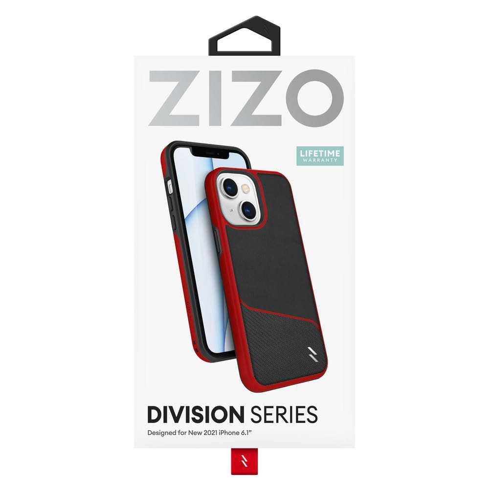 iPhone 13 Case ZIZO DIVISION Series Secure Back - Black + Red