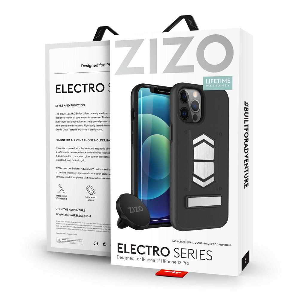 ZIZO ELECTRO iPhone 12 Secure Case With Glass & Car Mount