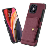 iPhone 12 Mini Case Made With PU Leather and TPU - Wine Red