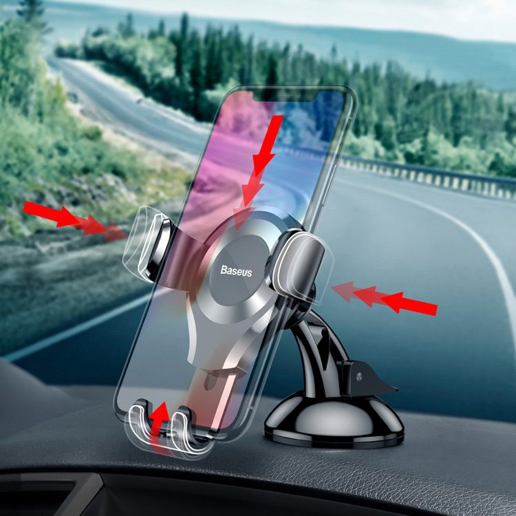 Car Phone Holder BASEUS Osculum Type Gravity Mount - Black