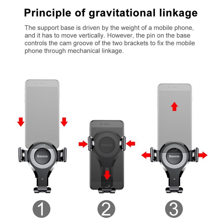 Car Phone Holder BASEUS Osculum Type Gravity Mount - Black