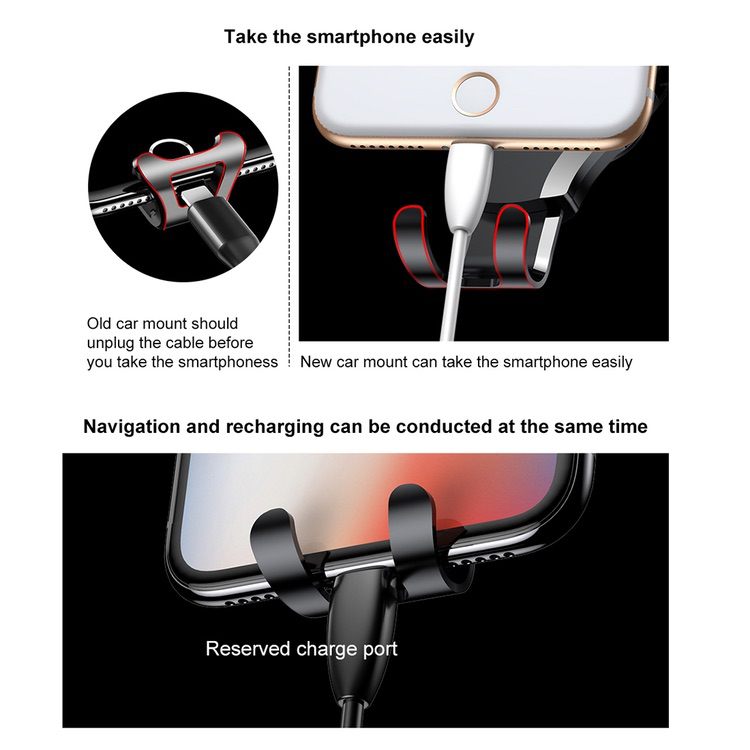 Car Phone Holder BASEUS Osculum Type Gravity Mount - Black