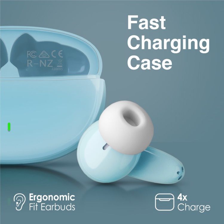 Earphones In-Ear HD Bluetooth Earbuds With Intellitouch - Blue