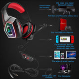 Gaming Headphones 3.5mm RGB Colourful Luminous - Black blue